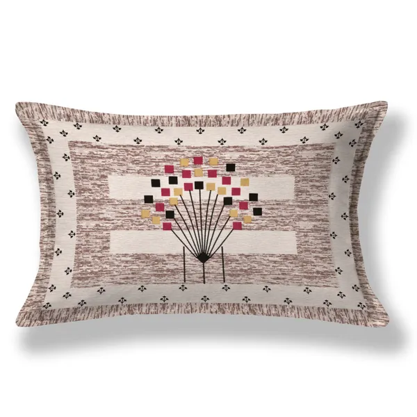 Brown_Cotton_Geometric_Bloom_Double_Bedsheet_With_Pillow_Cover_70X100_Cm